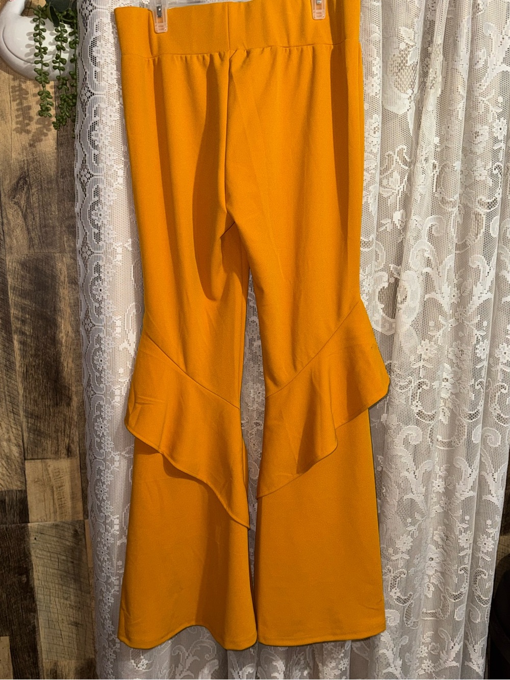 New With Tags Lucky & Blessed Mustard Yellow Ruffle Flare Pants - 2X